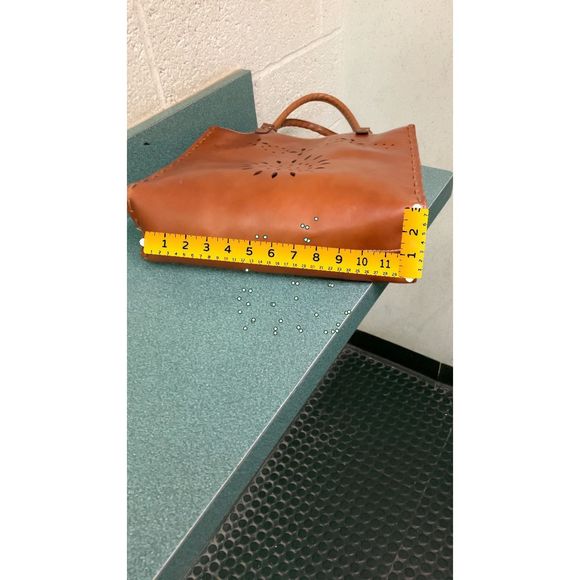 Patricia Nash Tote Leather Brown Laser Cut Bag Purse - Picture 10 of 16